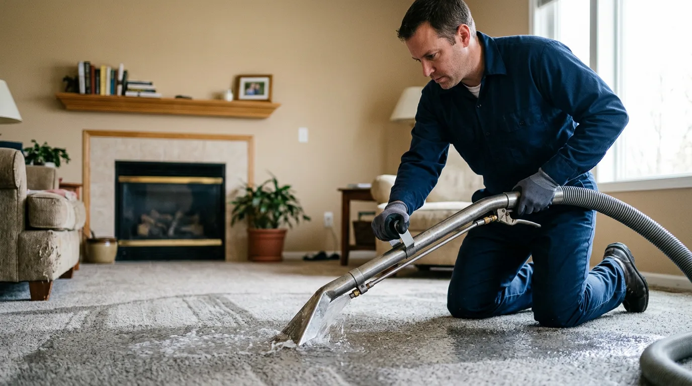 Water damage restoration technician working near Imperial, MO